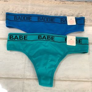 5/$10🛍️ True by Rue21 Tanga Bikini Panties Blue Green  2 Pack Size Medium